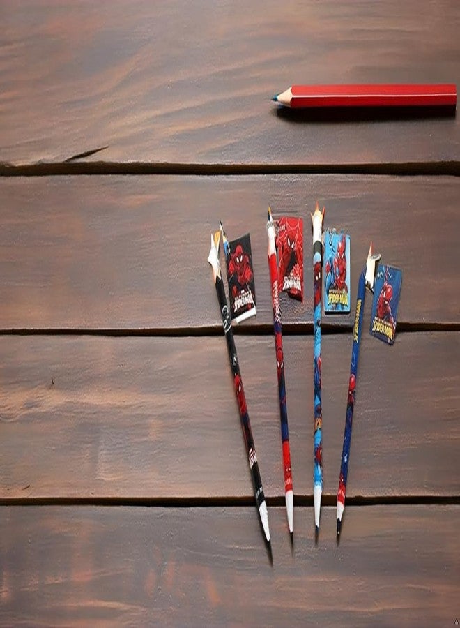 SolSha Spider-Man Adventure Writing Pencil Set with attached Mini Diary | Kids Fun Stationery (4 Pcs, Multicolor) - Image 4